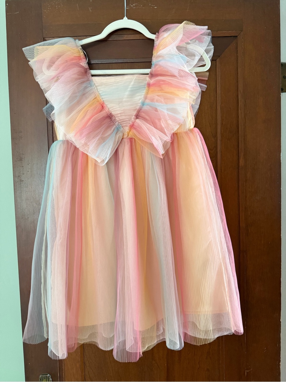 H&M Pastel Rainbow Tulle Dress in Pink, Blue, Peach